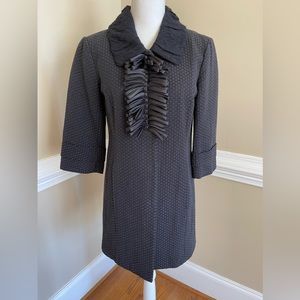 Patty Kensie Black  Dress Jacket, Blazer, Small, Lace Ruffle 3/4 Sleeves Pockets